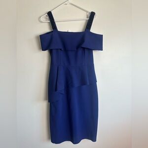 NWOT TERI JOHN BY Rickie Freeman Blue Beaded Asymmetrical Cocktail Dress Size 8